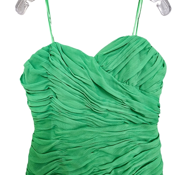 Nwot Max & Cleo Strapless Ruched Island Green Asymmetrical Short Cocktail Dress - Picture 6 of 16